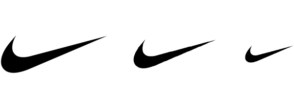 Size variations of Nike logo