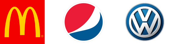 McDonald's, Pepsi, and Volkswagen logos 