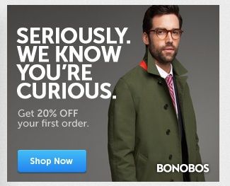 The use of a catchy slogan on a Bonobos display ad