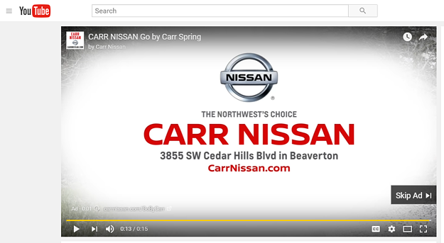 Example of YouTube video ads managed through Google Ads