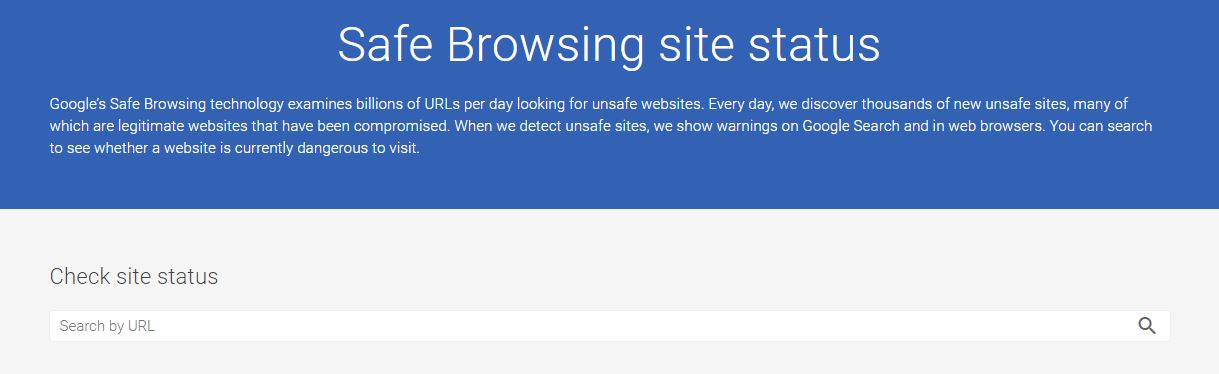 An example of Google's Safe Browsing Site