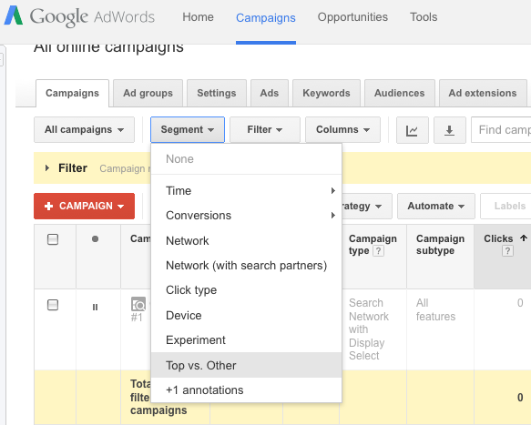 Segment > Top Vs. Other shows you how your ad performs in various page positions. ” title=”Segment > Top Vs. Other shows you how your ad performs in various page positions. ” width=”583″ caption=”false” data-constrained=”true” style=”width: 583px; display: block; margin-left: auto; margin-right: auto;” srcset=”https://blog.logicalposition.com/hs-fs/hubfs/Imported_Blog_Media/tim-4-2.png?width=292&name=tim-4-2.png 292w, https://www.logicalposition.com/wp-content/uploads/2020/01/tim-4-2.png 583w, https://blog.logicalposition.com/hs-fs/hubfs/Imported_Blog_Media/tim-4-2.png?width=875&name=tim-4-2.png 875w, https://blog.logicalposition.com/hs-fs/hubfs/Imported_Blog_Media/tim-4-2.png?width=1166&name=tim-4-2.png 1166w, https://blog.logicalposition.com/hs-fs/hubfs/Imported_Blog_Media/tim-4-2.png?width=1458&name=tim-4-2.png 1458w, https://blog.logicalposition.com/hs-fs/hubfs/Imported_Blog_Media/tim-4-2.png?width=1749&name=tim-4-2.png 1749w” sizes=”(max-width: 583px) 100vw, 583px”></p>
<p>This shows how your ads performed in the top three positions for the given time period, as opposed to anywhere else on the page.</p>
<p><img decoding=